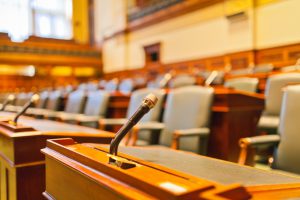 the VOICE, the microphone in a court room